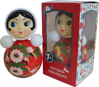 Неваляшка "Девочка" расписная, в коробке 14,5*14,5*26,5 см (У19)