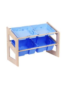 Стеллаж наклонный 680х4 контейнера / желтый/синий / Игротека (АЕ36)